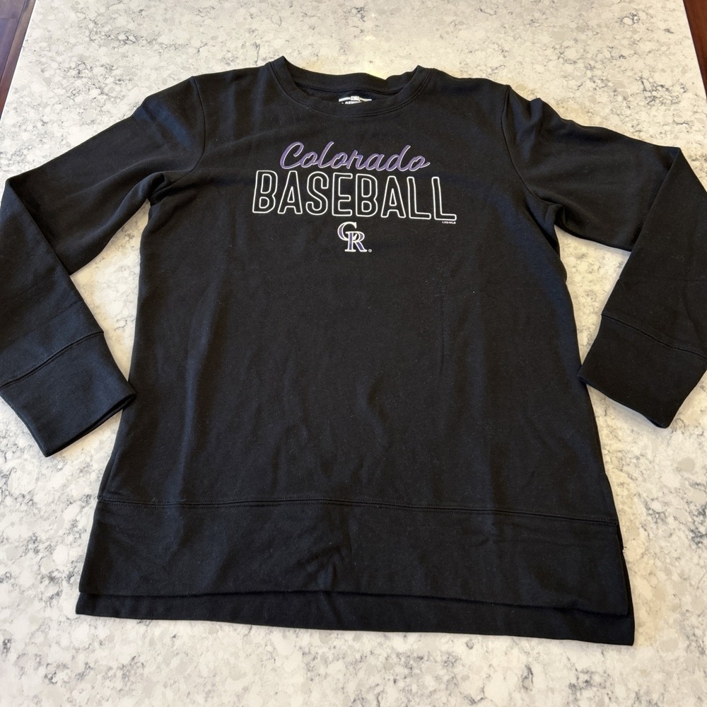 MLB Colorado Rockies Women Long Sleeve Shirt Black Large Genuine Merchandise